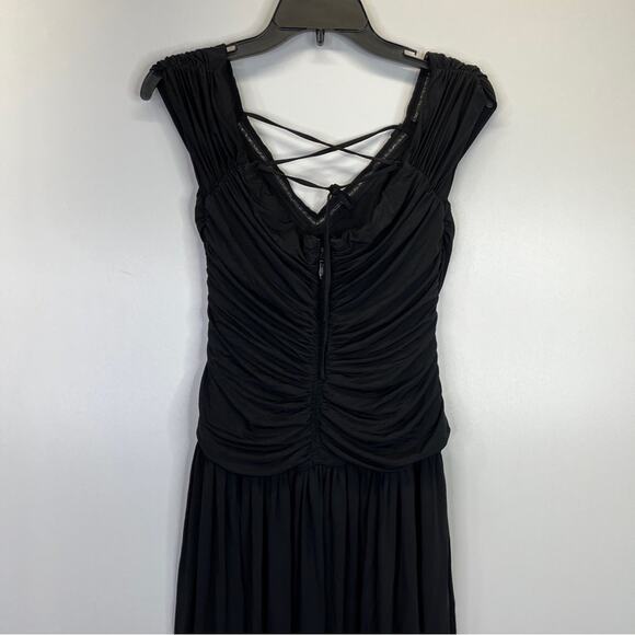 Rosetta Getty Collective Off The Shoulder Ruched Bodice Midi dress black - 12 - Picture 8 of 12